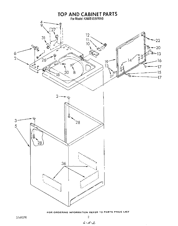 TOP AND CABINET , LITERATURE AND OPTIONAL Diagram and Parts List for KAWE450VAL0  KitchenAid Washer