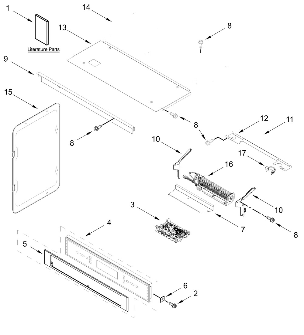 Control Panel Parts Diagram and Parts List for JOECC530RL00  Whirlpool Microwave Oven Combo