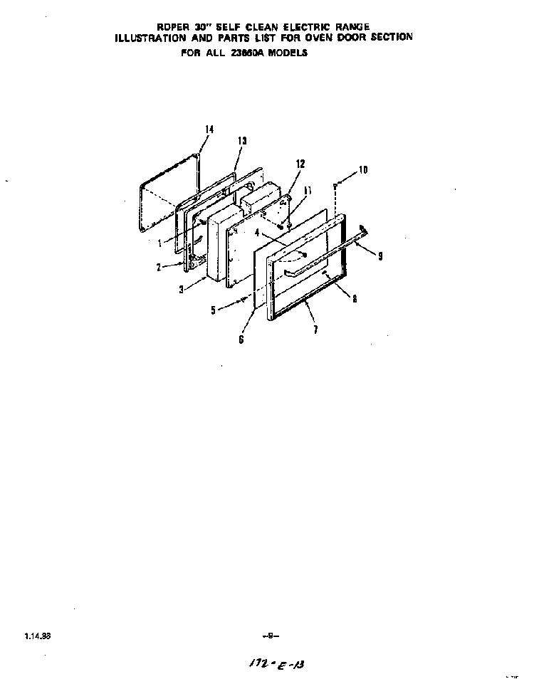Door For All 23660a Diagram and Parts List for 2366*0A  Roper Range