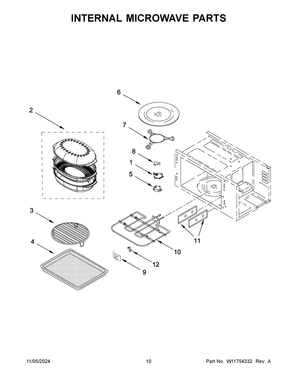 06 - Internal Microwave Parts Diagram and Parts List for KMBP107ESS21  Whirlpool Microwave