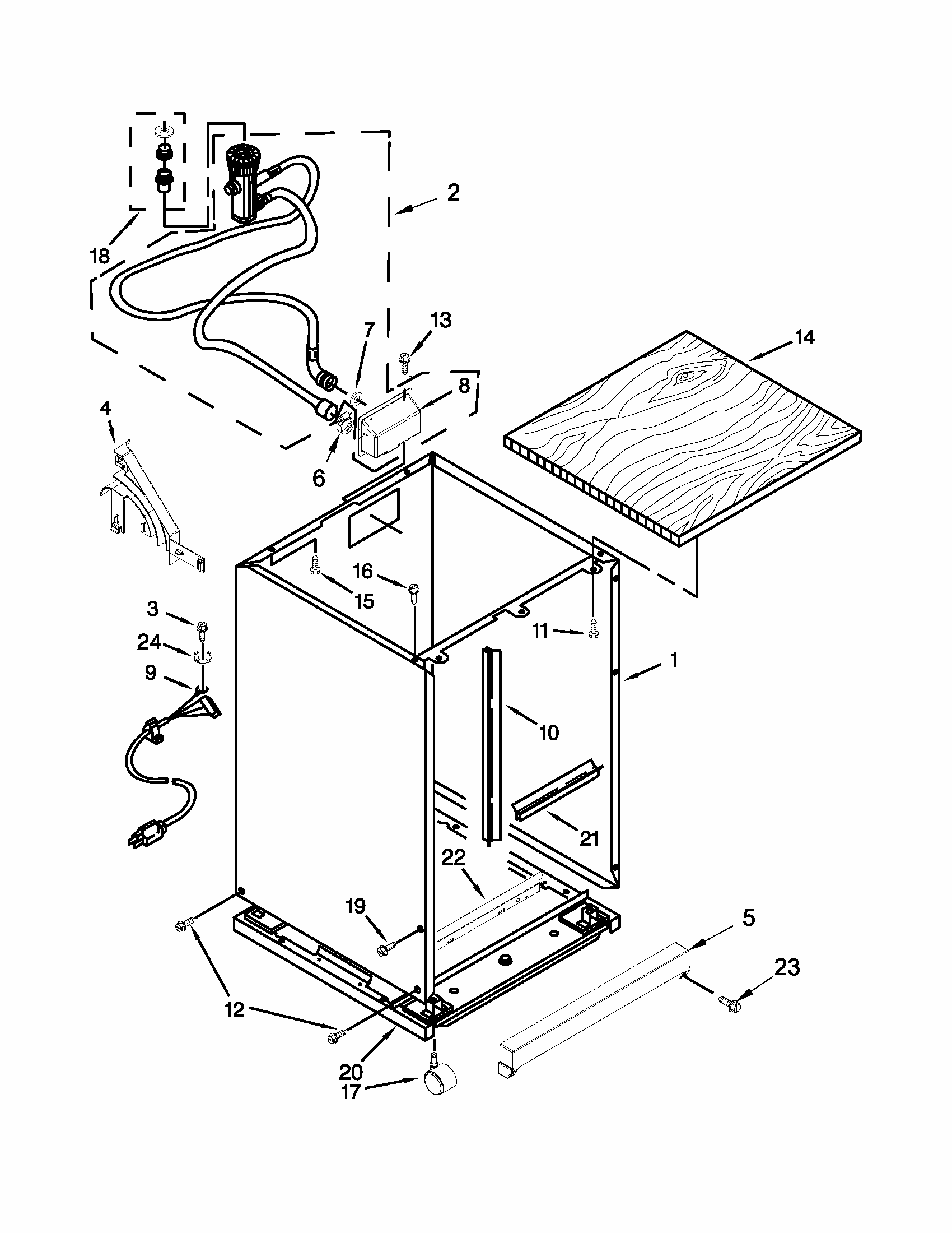 Cabinet Parts Diagram and Parts List for 66517152K212  Kenmore Dishwasher