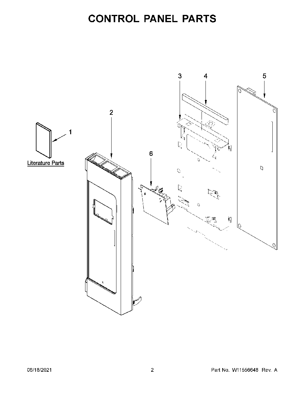 02 - Control Panel Parts Diagram and Parts List for WMH32519HZ7  Whirlpool Microwave