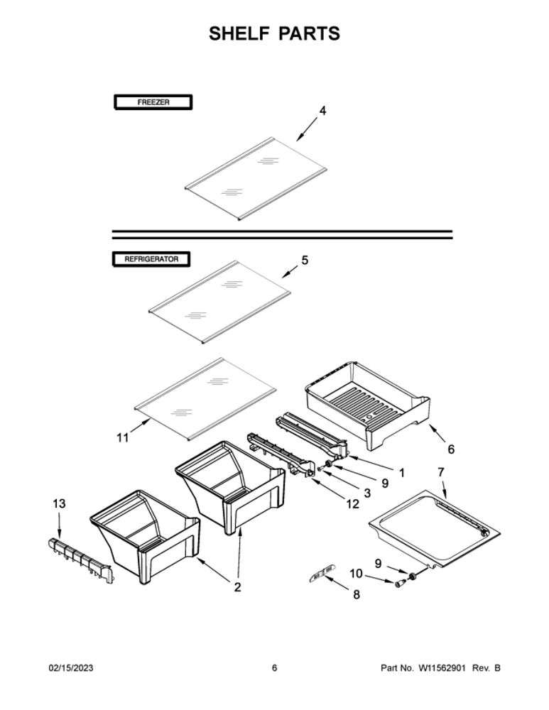 Shelf Parts 2 Diagram and Parts List for WRT318FZDB07  Whirlpool Refrigerator