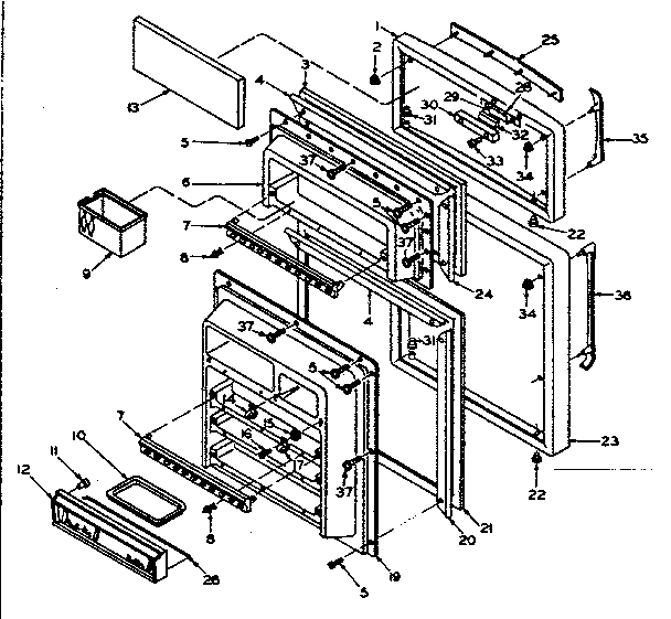 Door Parts Diagram and Parts List for 106T16E1  Kenmore Refrigerator