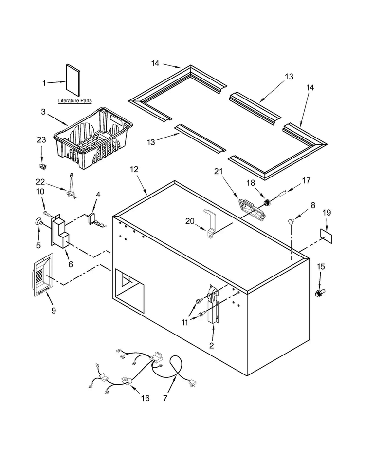 Cabinet Parts Diagram and Parts List for WZC5415DW00  Whirlpool Freezer