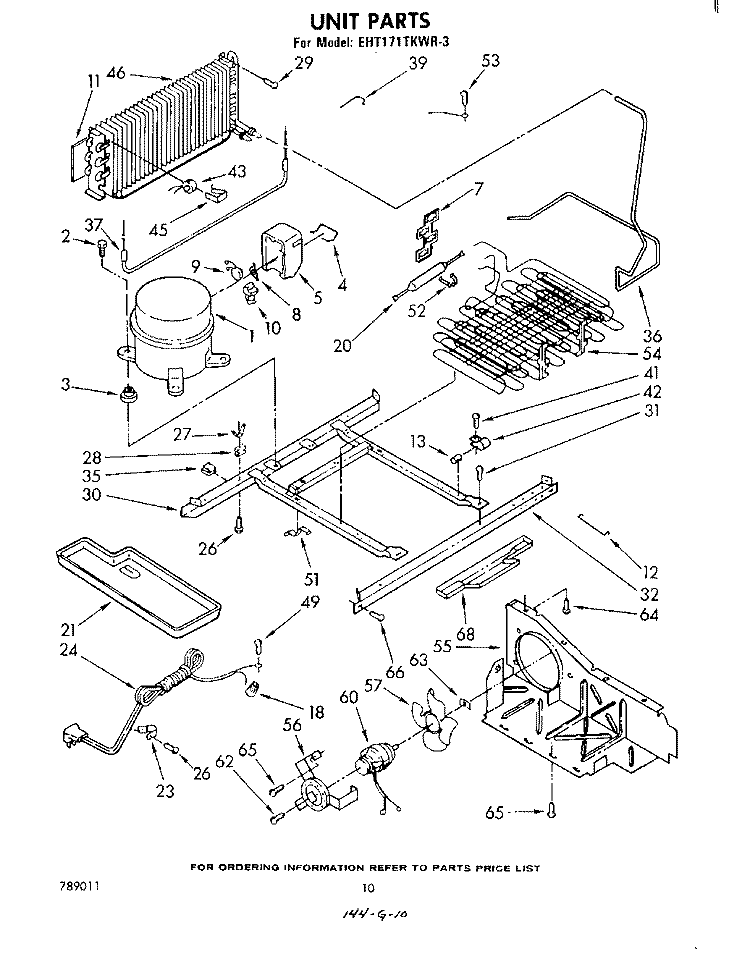 UNIT Diagram and Parts List for EHT171TKWR3  Whirlpool Refrigerator