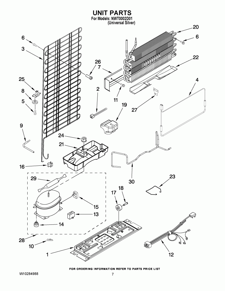 UNIT PARTS Diagram and Parts List for NWT0002D01  Whirlpool Refrigerator