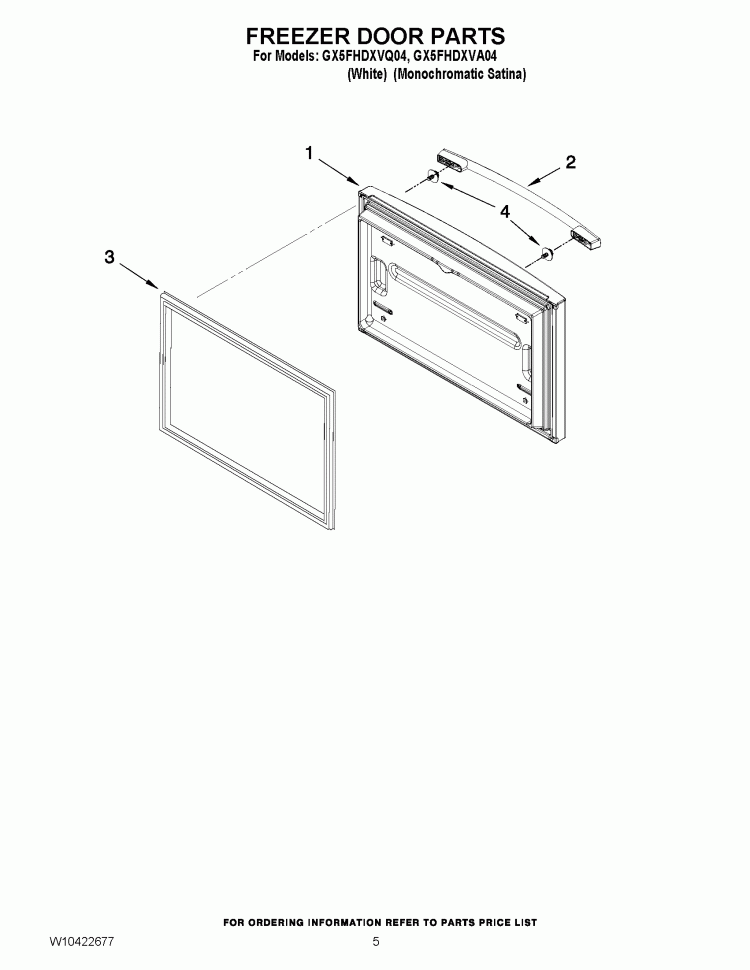FREEZER DOOR PARTS Diagram and Parts List for GX5FHDXVQ04  Whirlpool Refrigerator