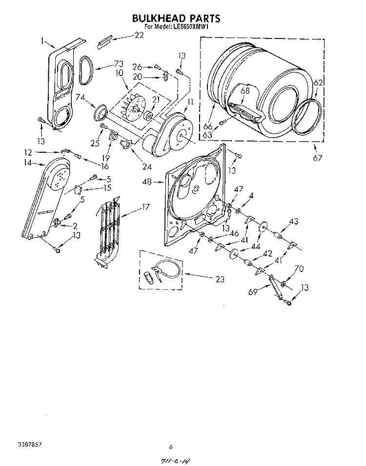 SECTION Diagram and Parts List for LE5650XMW1  Whirlpool Dryer