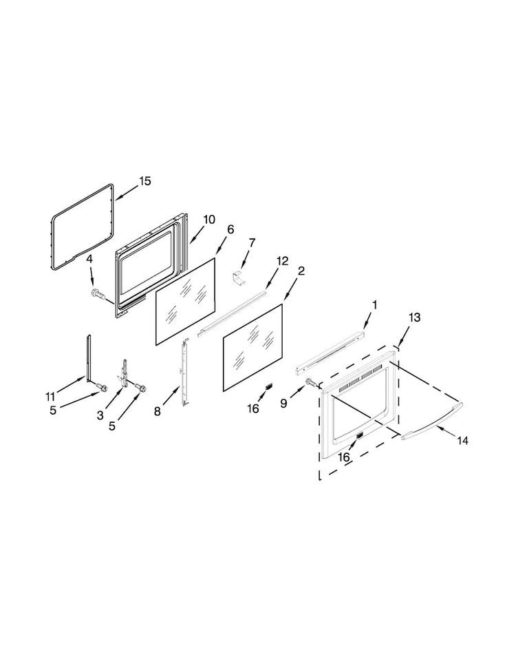 Door Parts Diagram and Parts List for KERS202BSS1  KitchenAid Range