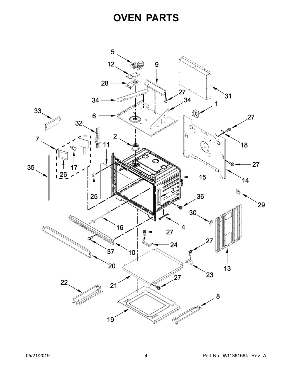 Oven Parts Diagram and Parts List for WOC97EC0HZ02  Whirlpool Microwave Oven Combo