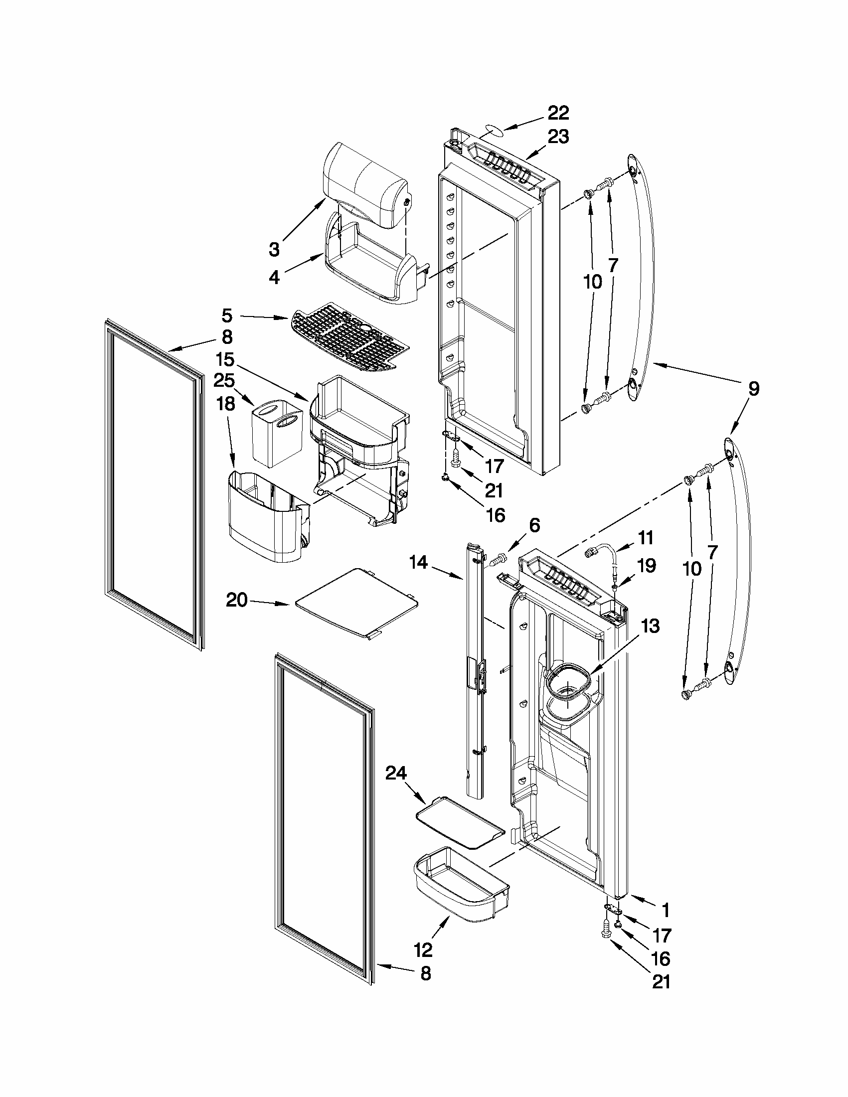 Refrigerator Door Parts Diagram and Parts List for 59679243013  Kenmore Refrigerator