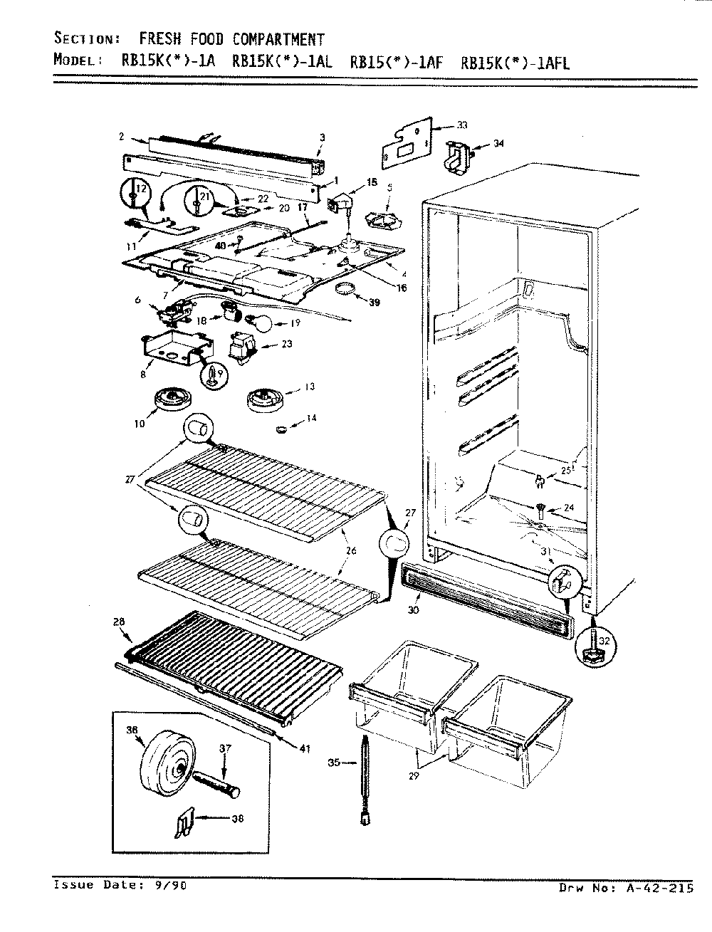 03 - Fresh Food Compartment Diagram and Parts List for RB15KA-1AF  Whirlpool Refrigerator