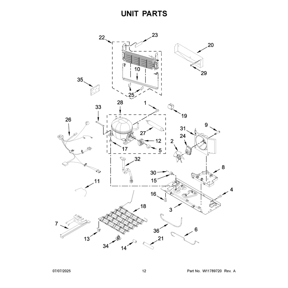 Unit Parts Diagram and Parts List for KRFF302ESS09  KitchenAid Refrigerator