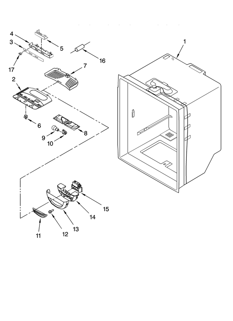 Refrigerator Liner Parts Diagram and Parts List for GX5FHDXTL11  Whirlpool Refrigerator