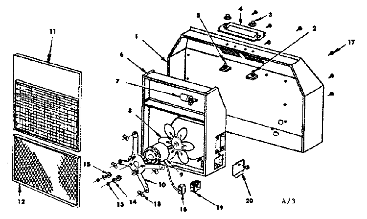 Ductless Range Hood Diagram and Parts List for 1555407210  Kenmore Range Hood