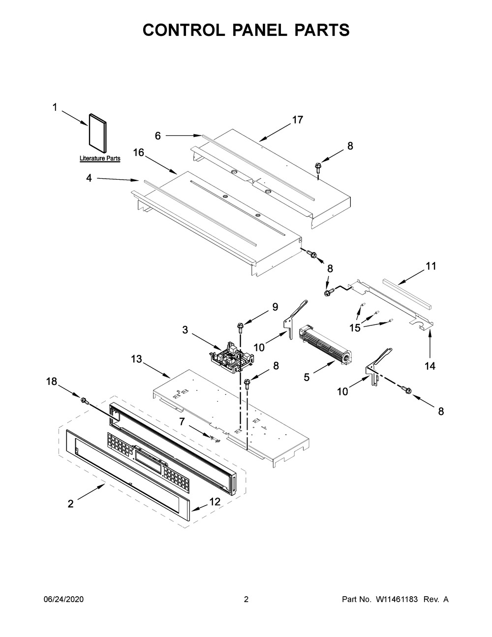 Control Panel Parts Diagram and Parts List for KODE307ESS05  Whirlpool Microwave Oven Combo