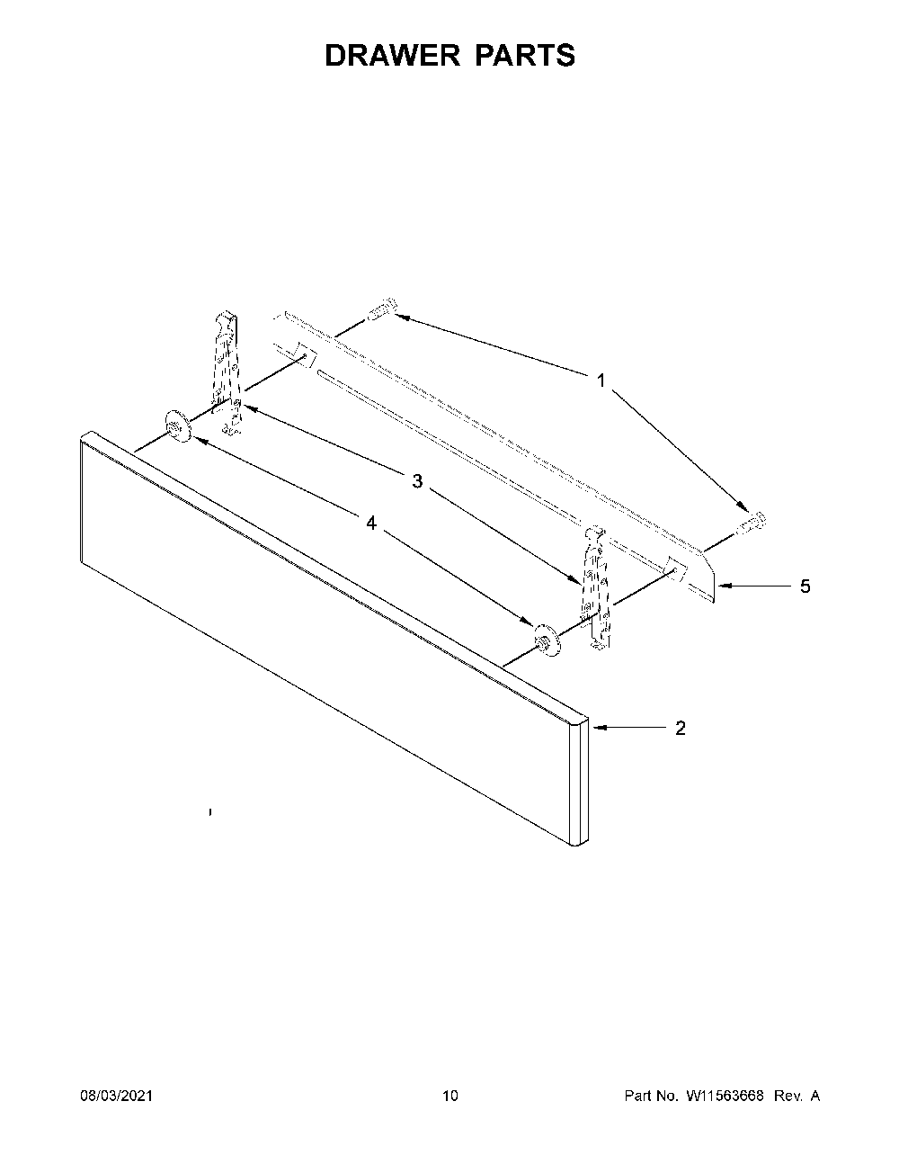 Drawer Parts Diagram and Parts List for KSEG950ESS3  KitchenAid Range