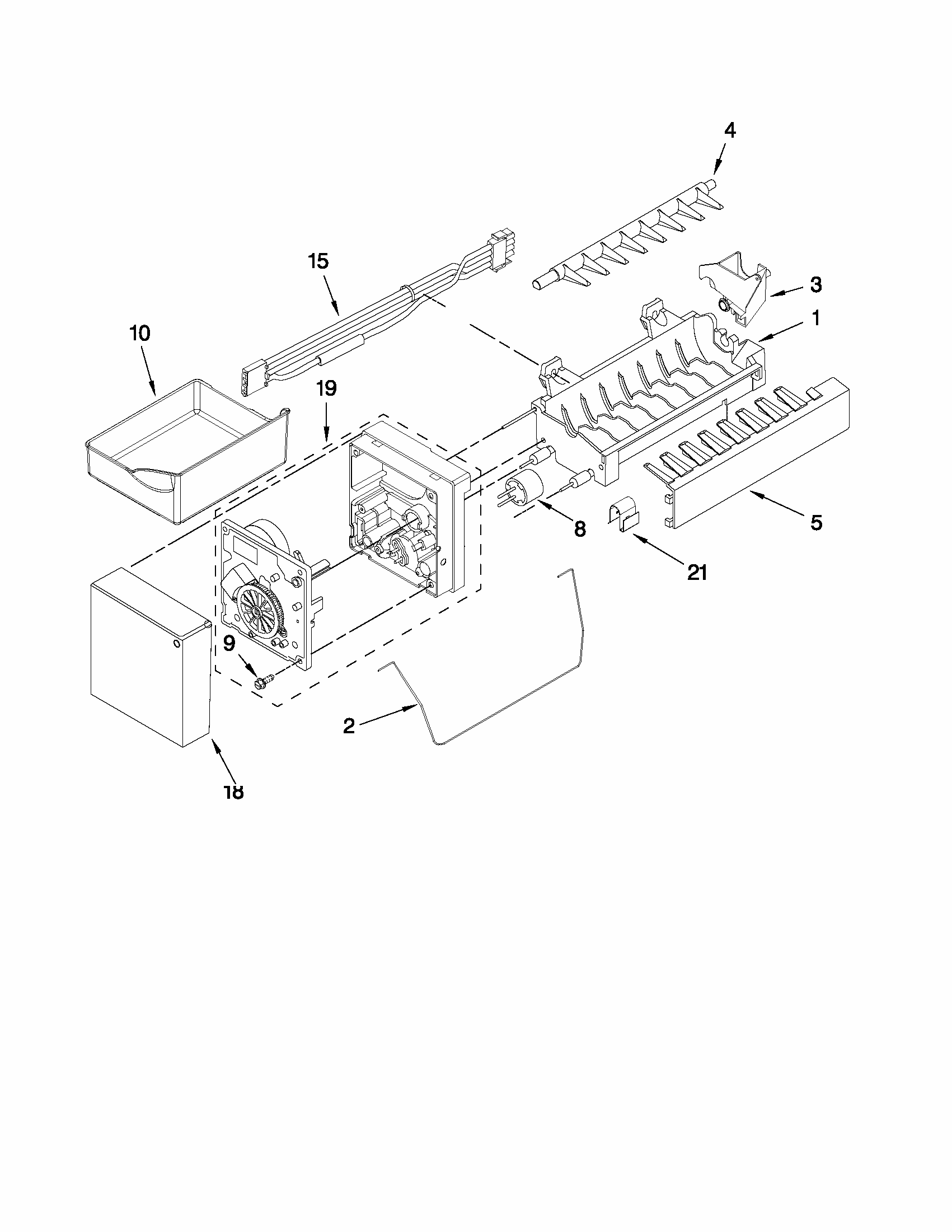 Icemaker Parts Diagram and Parts List for 59679243013  Kenmore Refrigerator