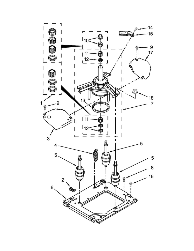 Machine Base Parts Diagram and Parts List for 11081432510  Kenmore Washer Dryer Combo