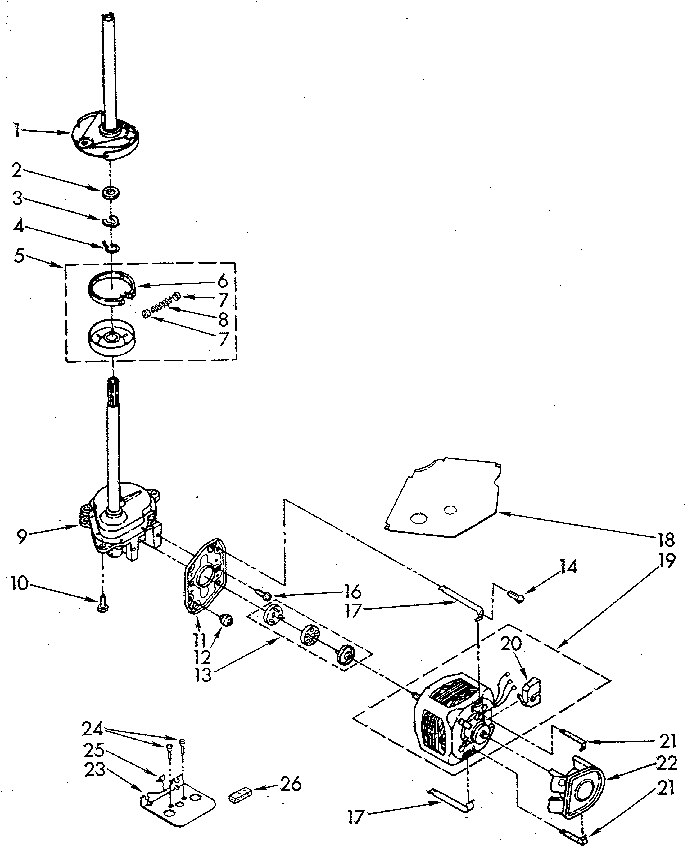 Brake, Clutch, Gearcase, Motor And Pump Diagram and Parts List for LA7800XSM2  Whirlpool Washer