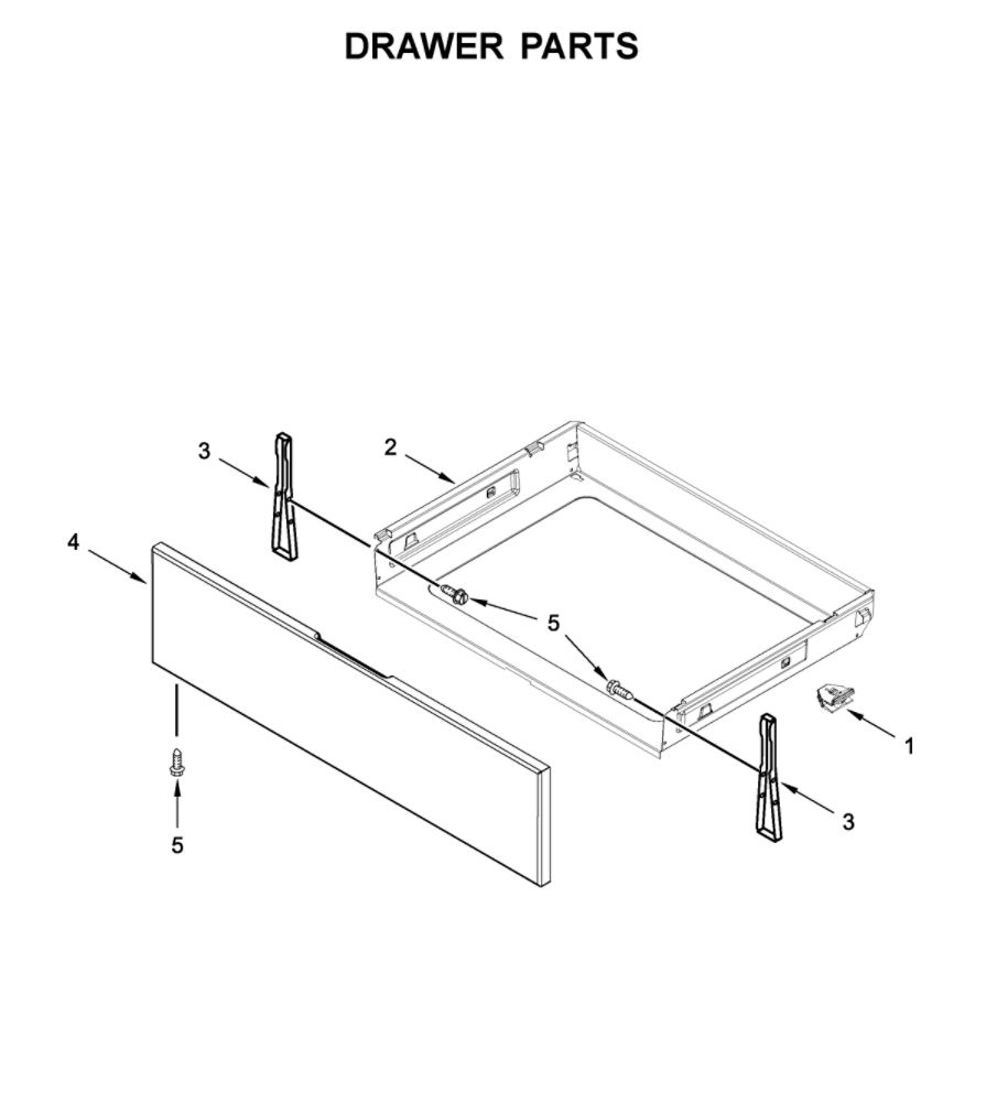 Drawer Parts Diagram and Parts List for WFG550S0HV2  Whirlpool Range