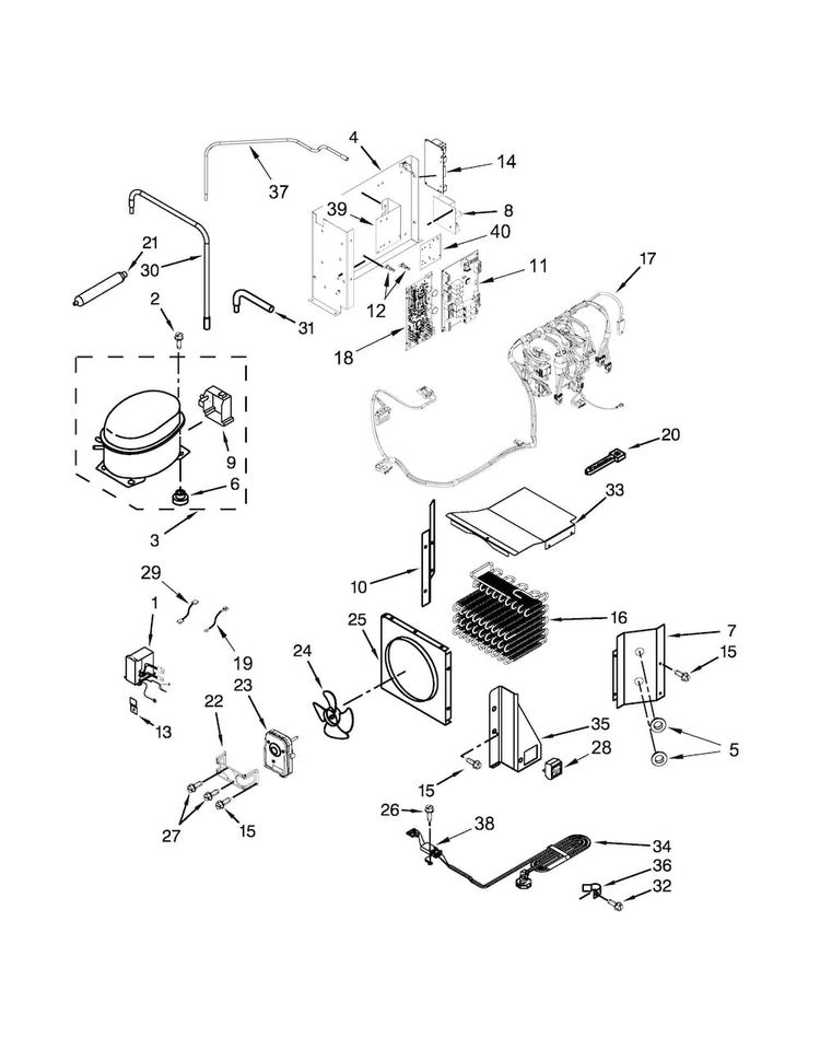 Upper Unit Parts Diagram and Parts List for KBSN602ESS00  KitchenAid Refrigerator