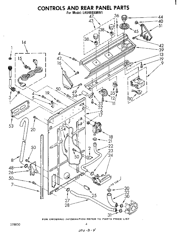 CONTROL AND REAR PANEL Diagram and Parts List for LA5460XMW1  Whirlpool Washer