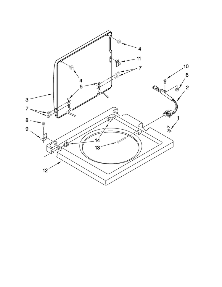 Washer Top And Lid Parts Diagram and Parts List for 11088732798  Kenmore Washer Dryer Combo