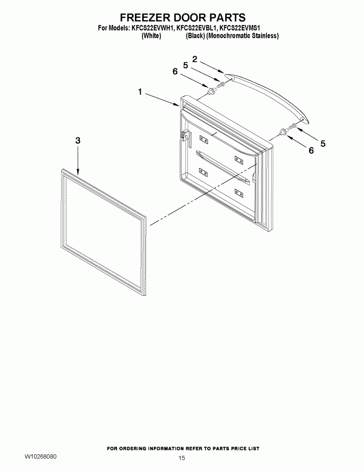 FREEZER DOOR PARTS Diagram and Parts List for KFCS22EVBL1  KitchenAid Refrigerator
