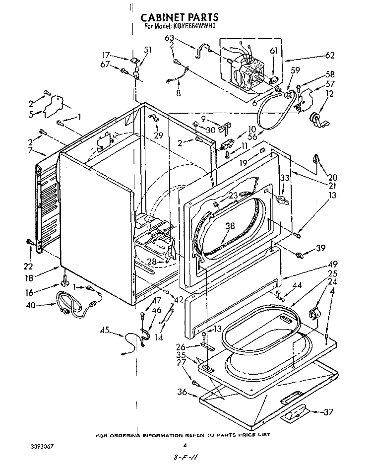 CABINET Diagram and Parts List for KGYE664WTO0  KitchenAid Dryer