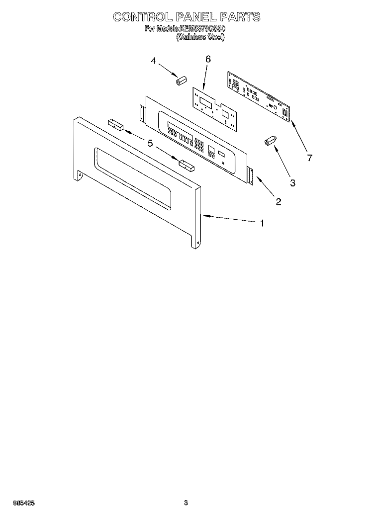 CONTROL PANEL Diagram and Parts List for KEMS378GSS0  KitchenAid Microwave Oven Combo