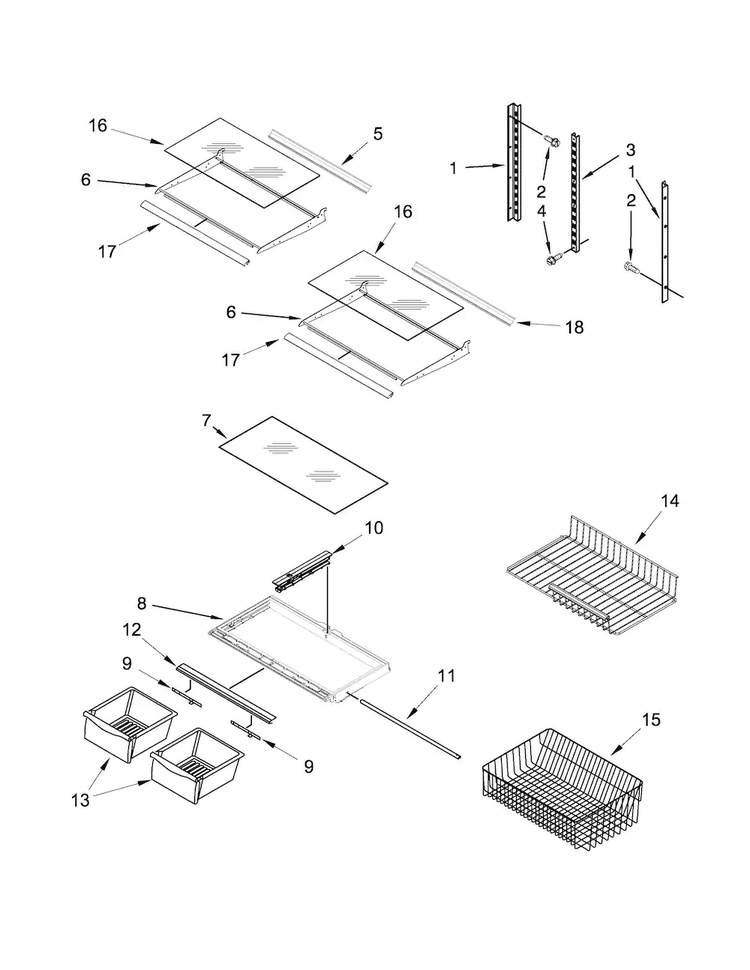 Shelf Parts Diagram and Parts List for 10669312310  Kenmore Refrigerator