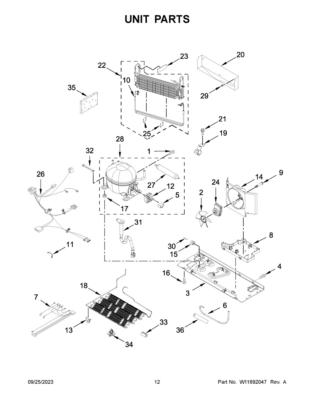 Unit Parts Diagram and Parts List for KRFC302EPA08  KitchenAid Refrigerator