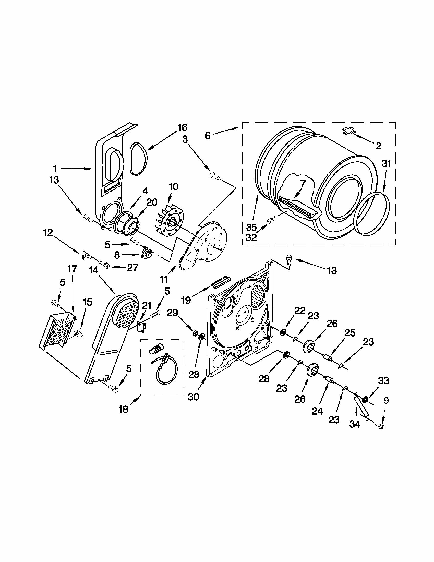 Bulkhead Parts Diagram and Parts List for 110C60022011  Kenmore Dryer