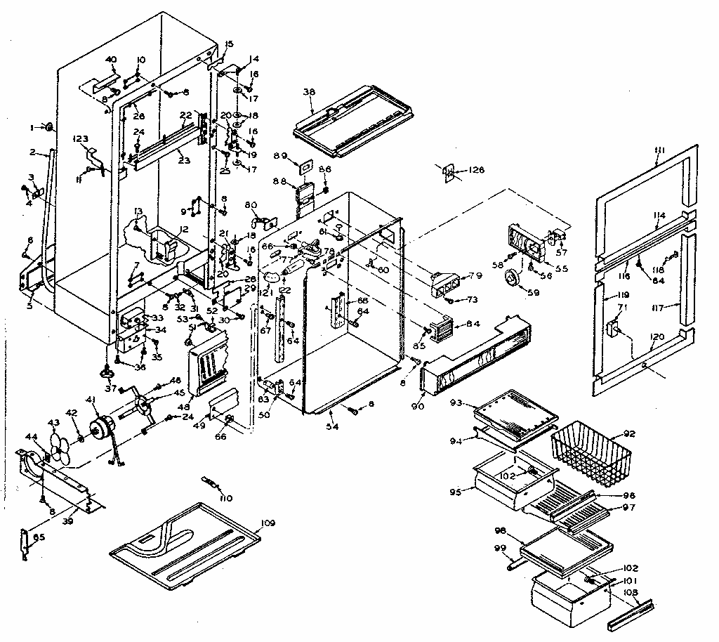 Cabinet Parts Diagram and Parts List for 106T16EL  Kenmore Refrigerator