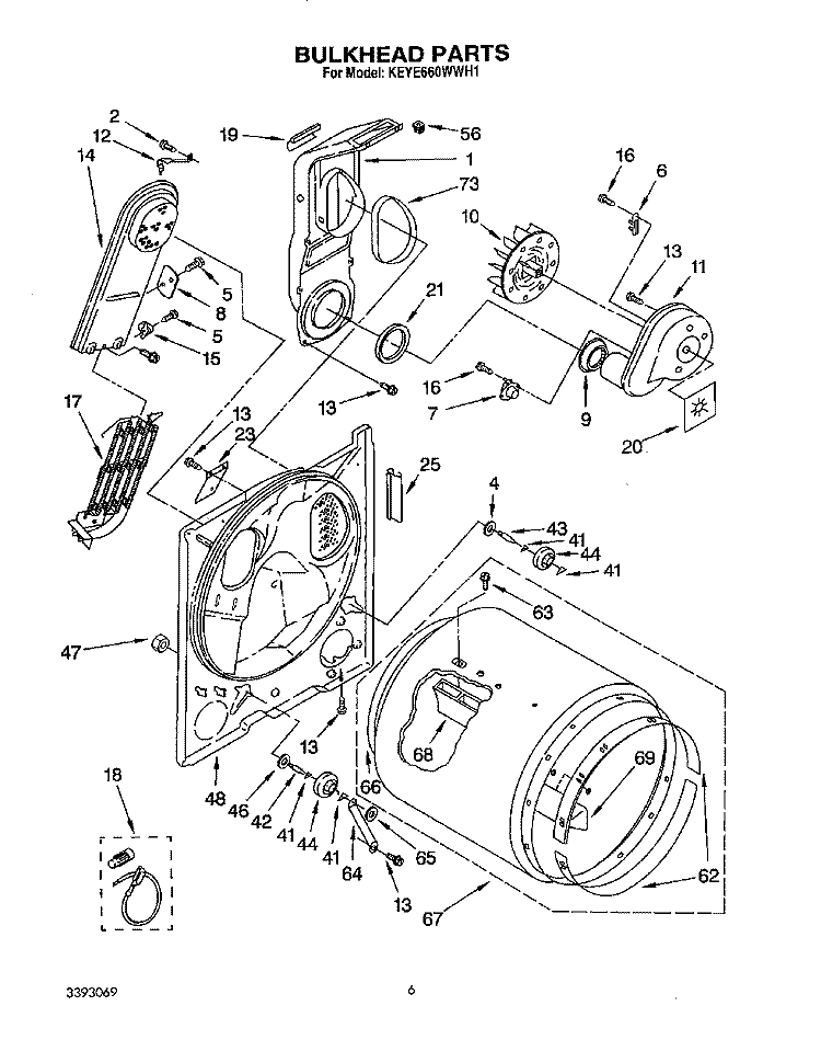SECTION Diagram and Parts List for KEYE660WWH1  KitchenAid Dryer