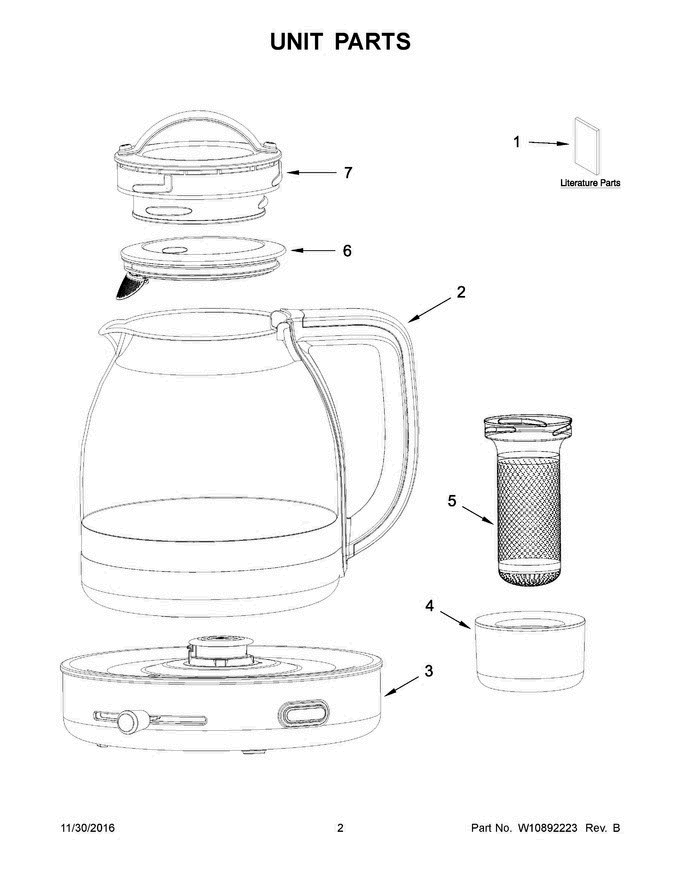 02 - Unit Parts Diagram and Parts List for 5KEK1322BSS1  KitchenAid Dishwasher