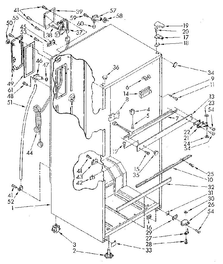 Cabinet Diagram and Parts List for ET18JKYSG03  Whirlpool Refrigerator