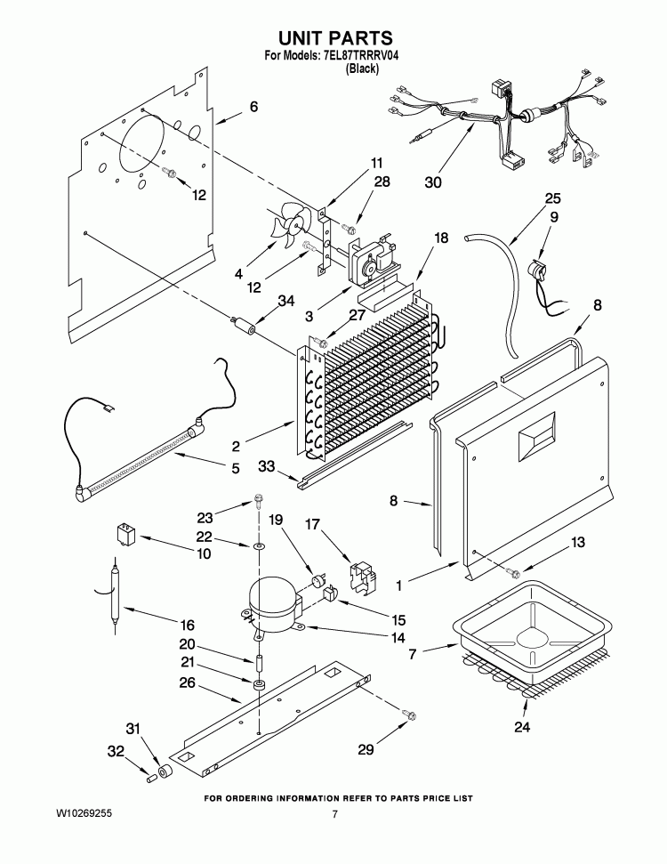 UNIT PARTS Diagram and Parts List for 7EL87TRRRV04  Whirlpool Refrigerator