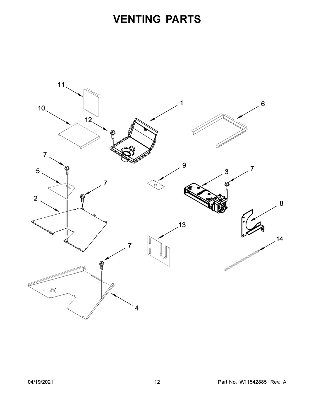 Venting Parts Diagram and Parts List for KFGC558JMH02  Whirlpool Range