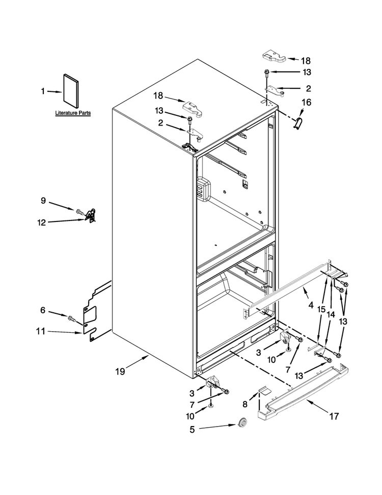 Cabinet Parts Diagram and Parts List for WRF560SFYM01  Whirlpool Refrigerator