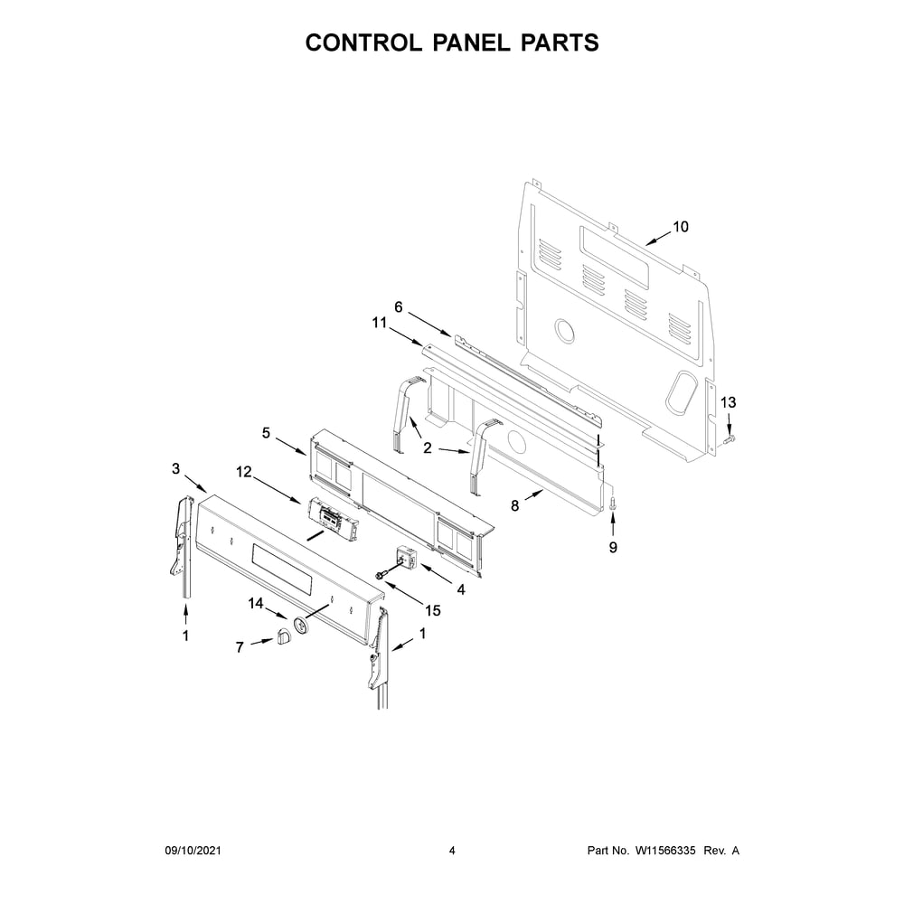 Control Panel Diagram and Parts List for WFE775H0HZ2  Whirlpool Range