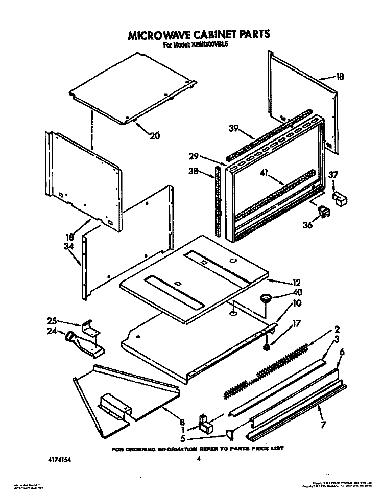 MICROWAVE CABINET Diagram and Parts List for KEMI300VBL5  KitchenAid Microwave Oven Combo