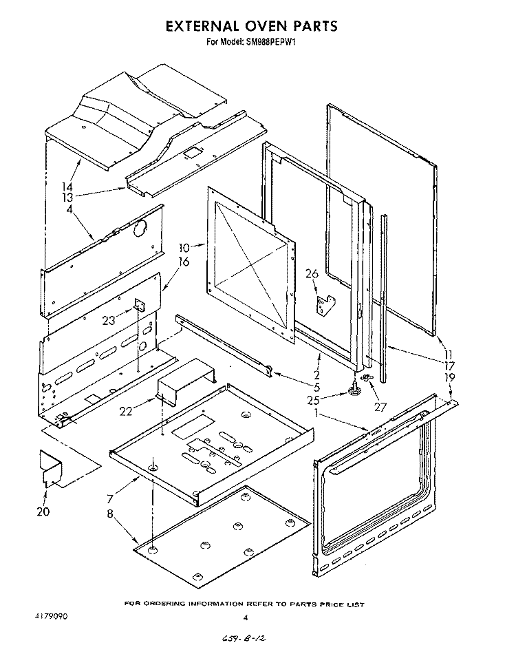 EXTERNAL OVEN Diagram and Parts List for SM988PEPW1  Whirlpool Range
