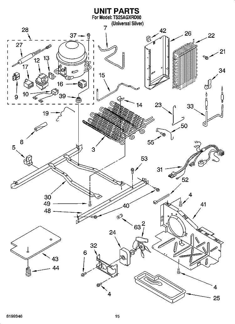 UNIT PARTS Diagram and Parts List for TS25AGXRD00  Estate Refrigerator