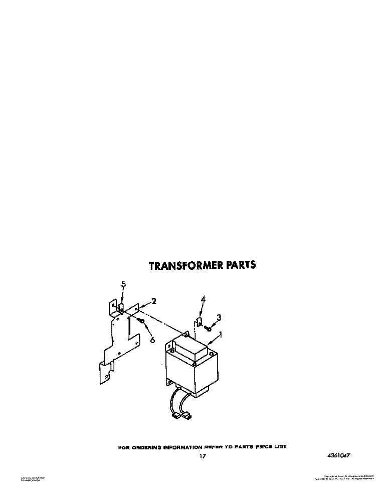 TRANSFORMER Diagram and Parts List for 4ED25DQXVW01  Whirlpool Refrigerator