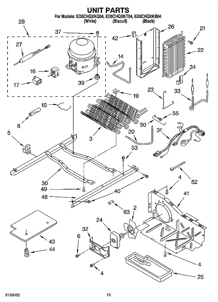 UNIT PARTS Diagram and Parts List for ED5CHQXKB04  Whirlpool Refrigerator