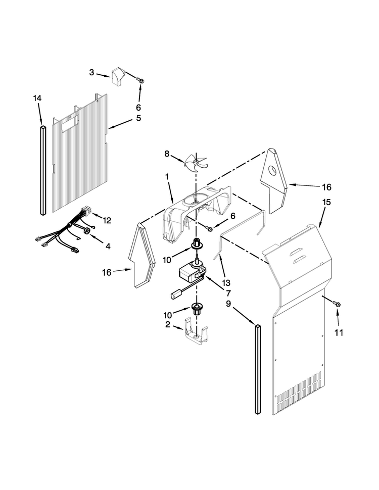 Air Flow Parts Diagram and Parts List for WRS322FNAH00  Whirlpool Refrigerator