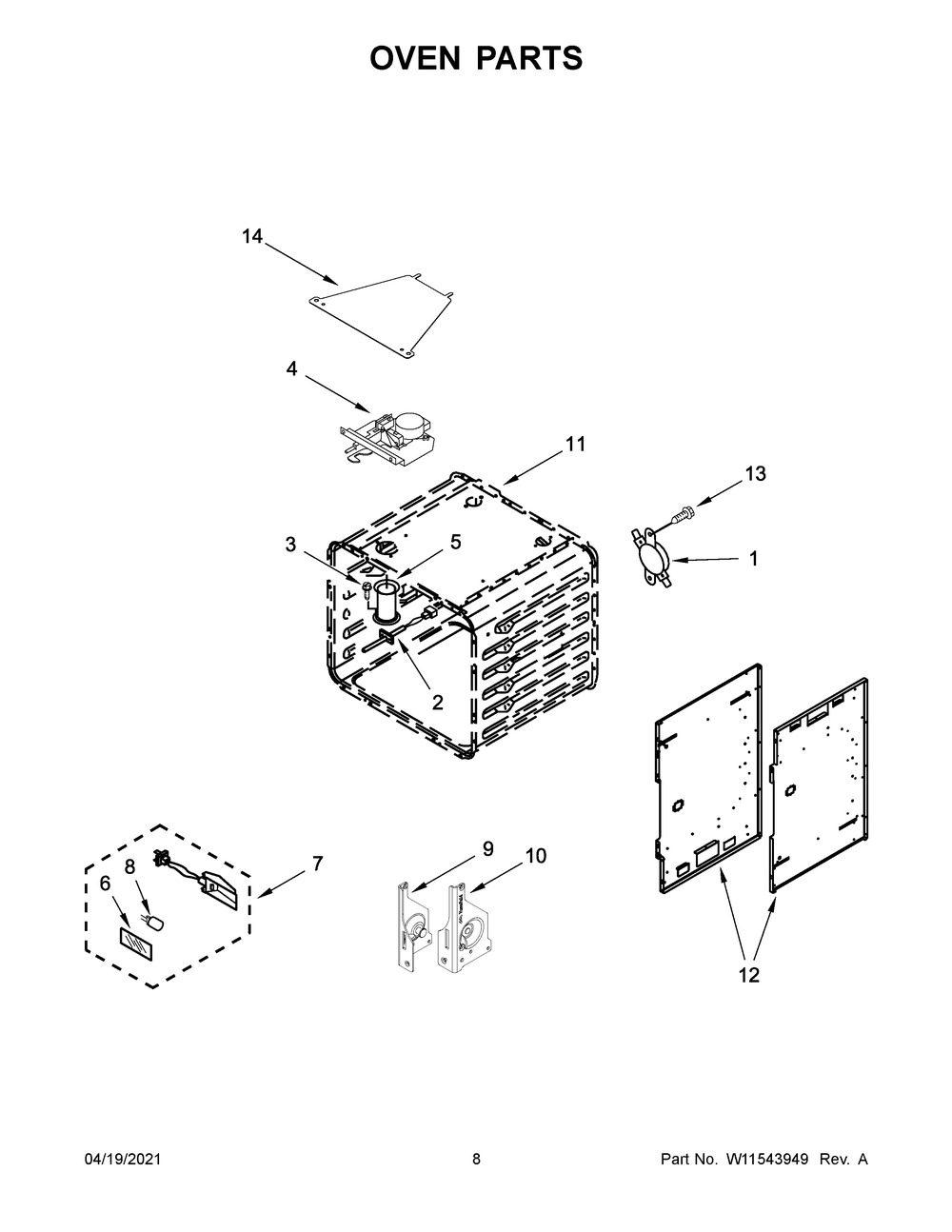 Oven Parts Diagram and Parts List for KFDC506JMB01  Whirlpool Range